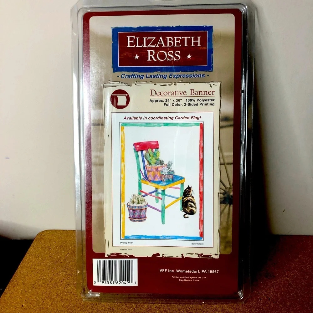 Elizabeth Ross Prickly Pear Cat Banner 24x36